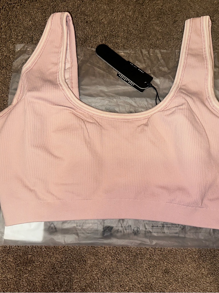 Skims Light Pink Seamless Ribbed Scoop Bralette